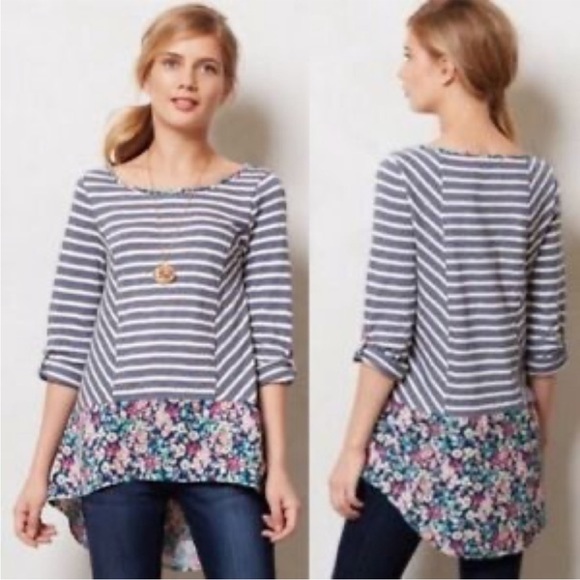 •Anthropologie Postmark• Fairley Mixed Print Tunic Top - Size Small - Picture 3 of 10